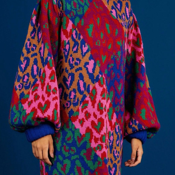 Mixed Leopard Pop Sweater Dress - Picture 4 of 11